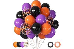 AIOZX Halloween Luftballons schwarz orange lila Luftballons Halloween Dekoration 50 Stück 30cm Helium Orange Schwarz Lila Ballons für Halloween Party Dekoration