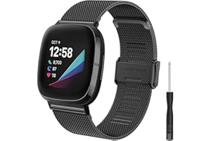 Pasek do Fitbit Versa 3 Bransoletka, Hatolove Metalowe Bransoletki Zamienne ze Stali Nierdzewnej Kompatybilny z Fitbit Versa 3 Pasek/Fitbit Sense Band