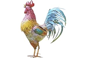 NUYHGTR Scultura di Gallo in Metallo da Giardino, Decorazione All'Aperto, Statua di Pollo per Esterni