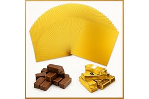 DBTW Dubaï Lot de 100 emballages en papier pour chocolats, 20 x 20 cm, carrés, papier d'aluminium, emballage en feuille d'aluminium, emballage en papier doré avec autocollants, emballage de chocolat Dubaï
