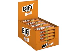 ‎BIFI BiFi Roll – 24er Pack (24 x 40g) - Salami Snack in einem lockeren Teig – Original Wurstsnack To Go - für Unterwegs, im Büro oder beim Sport - mit Pfeffer, Koriander und Knoblauch