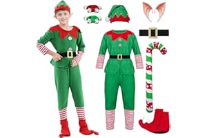 HarnyLoom Disfraz Elfo Niño Niña Disfraz de Elfo Navidad Hombre Mujer Disfraz Papa Noel Elfo Orejas Gorro de Elfo Calcetines Santa Claus Outfit Fiesta Cosplay