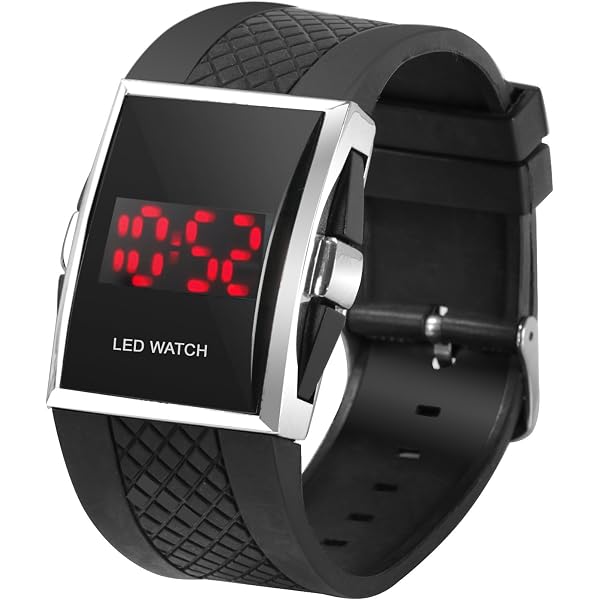 Montre Sport Numérique LED Pour Homme - Étanche 50m Avec Chronomètre - Noir/Blanc