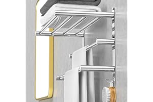CAXIMSY Handtuchhalter Ausziehbar 43-78CM ohne Bohren Edelstahl doppelt handtuchstange Bad Wand kleben badetuchhalter wandmontage (3-lagiger Handtuchhalter)