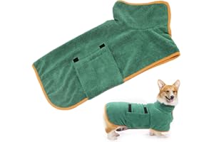 FORYNXHWIN Szlafrok-płaszcz dla psa, szlafrok dla psa z mikrofibry, szlafrok dla zwierząt, szybkoschnący, nie powoduje łatwego wypadania sierści, regulowany rozmiar, odpowiedni dla średnich psów, S