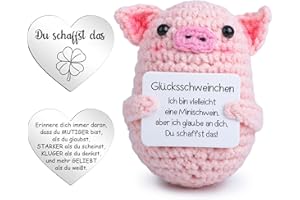 Aonveki Pocket Hug Glücksschweinchen, Kreative Strickwolle Positive Schwein und Kleine Umarmung Glücksbringer, Mutmacher Geschenk, Glücksbringer Prüfung Geschenk
