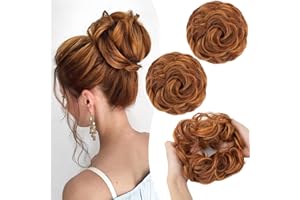 PORSMEER 2 pezzi per capelli con elastico, grande chignon per capelli ricci, per donne e ragazze (rame rosso mix arancione)