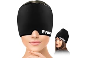 EVEELLYN Migraine Relief Cap, Reusable Hot or Cold Therapy Headache Cap, Flexible Head Wrap, Multifunctional Gel Headache Relief Cap for Tension Headache Relief, Sinus tress, Puffy Eyes Gifts (Black)