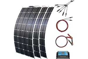 YINGGUANG 300W Flexible Solar Panel, carga Solar Monocristalina con controlador de 30A, salida USB para cargar baterías de 12v 24v (gel AGM ventilado) - para caravana, autocaravana, barco, techo