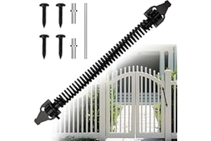 HEVEER Samozamykacz sprężynowy 14 cali, regulowany samozamykacz drzwi, stal węglowa, sprężyna bramy, automatyczny samozamykacz sprężynowy do użytku na zewnątrz, do bram drewnianych, ogrodzenia, kolor czarny