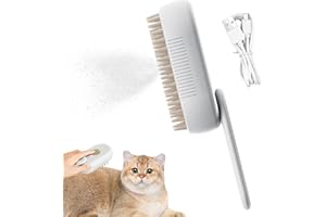 QARIDO Cepillo para gatos con vapor, cepillo para gatos con vapor, cepillo eléctrico para pelo de gato, cepillo multifuncional para vaporizador para perros, cepillo de aseo para gatos 3 en 1 peine para gatos
