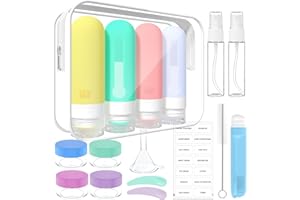 ‎NICEKOOL 90ml x 4 Silikon Reiseflaschen Set, Reiseflaschen Zum Befüllen Toilettenartikel 17 Stück Portable Reise Container für Shampoo Lotion, Auslaufsicher Nachfüllbare TSA geprüft und BPA frei