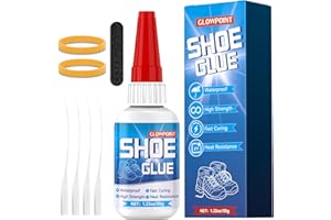 GLOWPOINT 35g Shoe Glue, Instant Shoe Glue Sole Repair, Clear Strong Adhesive for Sneakers, Boots, Leather, Heels and More, with Sanding Stick, Elastic Bands & Precision Droppers, Waterproof - 1 Pack