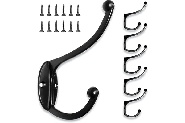 6 stycken Klädkrokar, metallväggkrokar, vintage metall väggkrok, väggkrokar för garderob, Klädkrokar med skruvar, klädkrokar