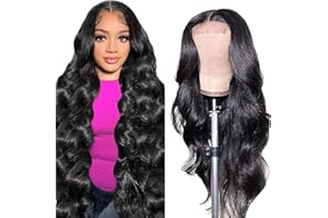 AiPliantfis Pelucas Cabello Peluca Mujer Human Hair Wig Body Wave Glueless Wig Pelucas de Cabello Humano 4x1 Lace Natural Hairline with Baby Hair Natural Black Minimal Smell 16 Inch