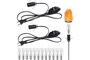 DoRight 2X Cordon de Lampe de Sel avec Contrôle de Gradateur 1,8m avec prise EU Porte-lampe E14 avec et Cordon d'alimentation Noir (Y compris 12 ampoules à incandescence au sel de 25watts)
