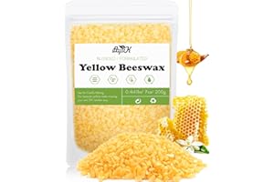 ‎BOYUJK Gelbe Bienenwachs Pastillen 200G/906G/2.3KG, Kerzenwachs für die Kerzenherstellung, Bienenwachs für Kosmetische Produkte, Bienenwachs für Kosmetik für Körper, Hautpflege DIY, Lippenbalsam（200G）