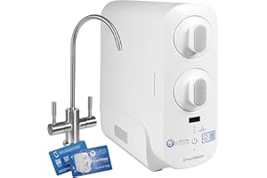 SmartWater depuratore acqua domestico, doppio sistema di filtrazione: osmosi inversa e microfiltrazione. Display per controllo parametri del residuo fisso. 2304 litri al giorno erogati