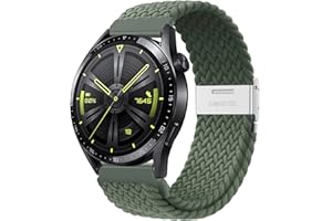 AidorMax Cinturino a Sgancio Rapido 22 mm, Cinturini in Elegante e Confortevole Elastico Traspirante con Fibbia Regolabile in Acciaio Inox per Smartwatch e Orologi (Oliva)