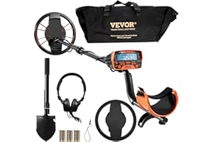 VEVOR Rilevatore per Metalli Sottoterra Bobina Diametro 25,4cm 7 Modalità di Funzione 7,2-9,6 V Lunghezza Asta Regolabile tra 104-132cm, Metal Detector per Adulti Bobina IP68 Temperatura -10℃ a 50℃
