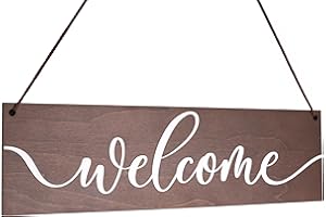 TOROS STORE Letrero de bienvenida de madera para puerta delantera, letrero de bienvenida colgante de madera para exteriores, 33 cm, decoración de porche y casa de campo
