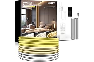 ‎BUNACET BUNACET LED Strip Warmweiss 16M 24V, Neon LED Streifen Warmweiß 3000K-6500K Kaltweiß Dimmbar, Wasserdicht Flexibel LED Band mit Fernbedienung und Netzteil, Silikon Lichtband für Innen Aussenbereich
