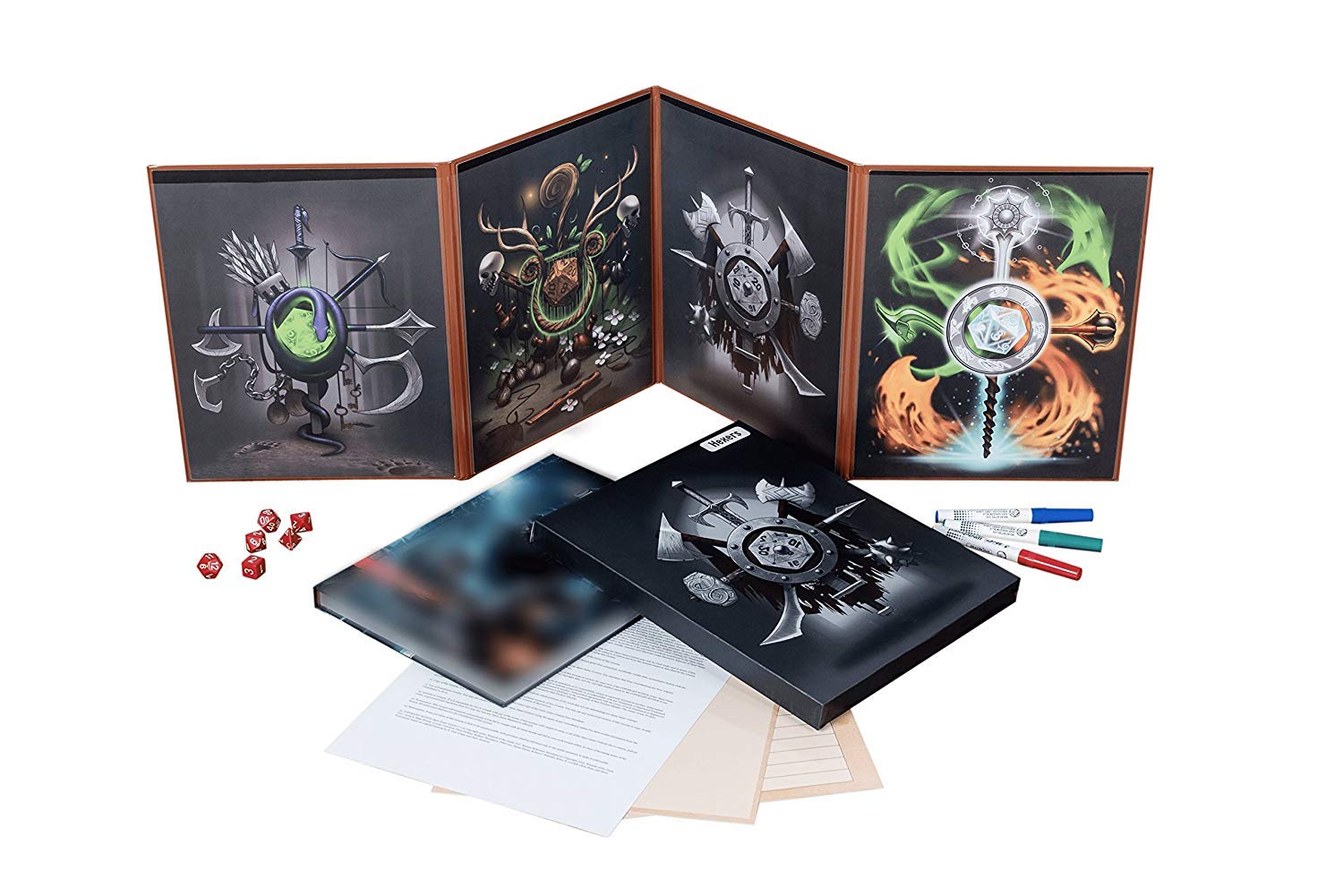 Hexers Game Master Screen - Dungeons and Dragons D&D DND DM Pathfinder RPG Role Playing Compatible - 4 Customizable Panels - Inserts Included That Slide into The Pouches - Dry Erase Tracker Sheet - Imagen 9