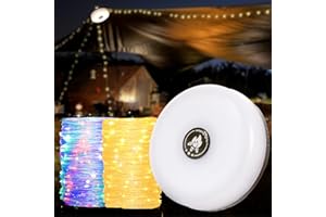 ‎ALED LIGHT Camping Lichterkette Aufrollbar, 10M RGB Warmes Licht Outdoor Light Streifen mit 8 Modi, IP44 wasserdicht, tragbare USB Powered Fairy Lights, LED String Flasher Lights für Zelt Camping Hof Dekoration