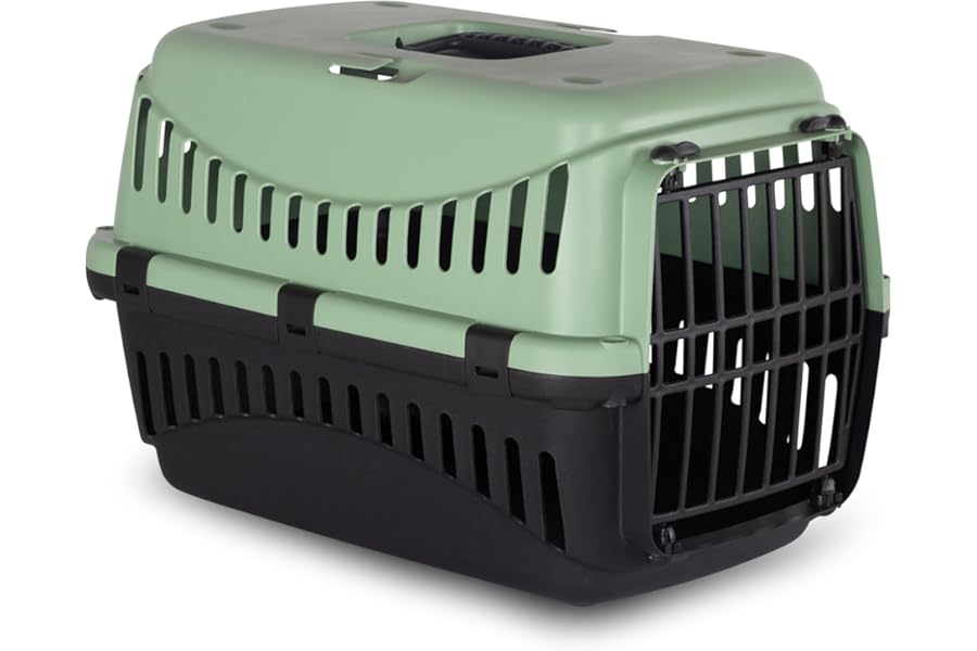 MP Bergamo - Transport Basket Gipsy 50 Plastic Door for Cats, 5 kg, Colour: Eco Sage