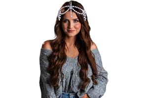 TRAZIEWELL Head Jewelry for Women Hairbands Girls White Bohemian Pearl Head Chain Silver Beaded Hair Accessory 4222