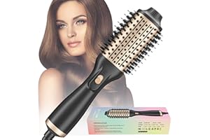 Bizcasa Cepillo Secador de Pelo 1200W,4en1 One-Step Multifuncional Iónico Negativos Cepillo de Aire Caliente Salon One-Step Secador y Voluminizador,3 Temperaturas y 2 Velociades(negro)