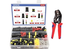 XTVTX Lot de 352 connecteurs étanches 12 V voiture avec pince à sertir, prise 1/2/3/4 broches, convient pour voiture, moto, bateau, camion