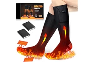 LOTTSALL Calze Riscaldate a Batteria Ricaricabili da 5000mAh con 4 Temperature/Lavora 8 ore, Calzini Riscaldati Lavabili per sci/bicicletta, campeggio, pesca, Calze Riscaldanti per uomo/donna