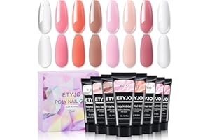 ETYJO Poly Gel Starter Set, 8 Farben Clear Nude Rosa Poly gel Farben Set Poly Nail Gel Acrylgel für Nägel, Schnell Nagelverlängerung Gel für Anfänger Home Salon Geschenk Zum Muttertag