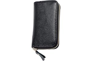 iSuperb Étui à Clés en Cuir Porte-cartes Cas CléPochette Porte Cles 11.5 * 6.5 * 2.2 cm Porte-monnaie Sac à Poche Sécurité avec 6 Crochets Pochette pour Homme Femme (noir)