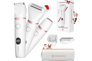 ‎MAXGROOM MAXGROOM 3-in-1 Intimrasierer für Frauen,Akku Elektrischer Rasierer Damen Intimbereich mit LED Nass-Trocken Damenrasierer Elektrisch,Bikini Trimmer Damen Intimbereich,Elektrorasierer für Gesicht