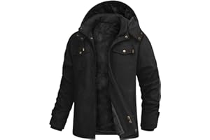 Xnova Chaqueta Hombre Invierno Abrigos Cálido Forro Polar Algodón Parka con Capucha Desmontable Chaqueta Militar Termica Cazadora Entretiempo Trabajo con Bolsillos Múltiples