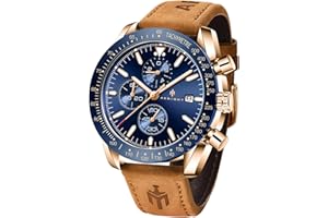 BY BENYAR Montres pour Hommes Montres-Bracelets Chronographe Designer Étanche Montre pour Hommes Bande en Acier Inoxydable Bracelet analogique Date Cadeau élégant