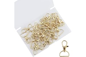 AMANDELIZABE 28 portachiavi con moschettone dorato, moschettone con giunto girevole, anello a D, per borse, portachiavi, portachiavi, catene per cuccioli, accessori fai da te, accessori macramè