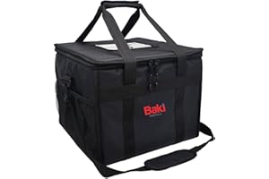 BAKI Heavy Duty Large Insulated Food Delivery Bag 45x45x35 cm with Hot Cold Divider Zipper Suitable for Takeaway Restaurants, Pizza, Indian, Pic Nic, Grocery Shopping Bag.