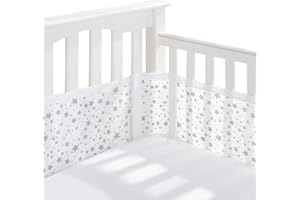 BreathableBaby Breathable Mesh Liner For Cot Beds — Covers 4 Sides — Classic — 3 mm — Twinkle Grey — Long + Short Panels — Non-Padded Single Layer — Safer Than a Crib Bumper — UK/EU Safety Tested