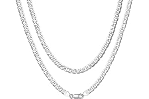 ChainsHouse Mens 925 Sterling Silver Chain, 3mm/5mm Cuban Chain Necklace