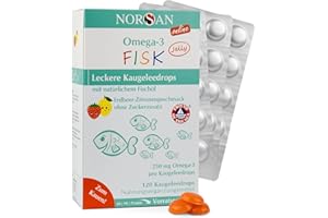NORSAN Omega 3 FISK Jelly 120 hochdosiert/Omega 3 für Kinder (250 mg pro Kaugeleedrops) / Omega 3 Öl mit EPA & DHA/Tagesdosis