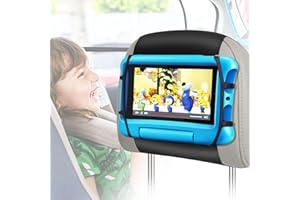 FANGOR Car Headrest Mount Holder, Tablet Holder for Kids in Back Seats, Anti-Slip Strap and Holding Net,Angle-Adjustable/ Fits All 7 Inch to 10.5 Inch Tablets