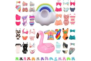 Festfun 5 Sets Maillots de Bain Bikini Vêtements d'été avec 5 Chaussures et 2 Bouées pour Poupée Fille de 11,5 Pouces (Aléatoire)