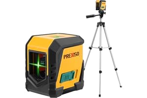 PREXISO Laser Level with Tripod, Green Cross Line Laser Level, Horizontal and Vertical Line Leveler Tool for Hanging Pictures, House Decoration, Manual/Self-Leveling Mode with LED Indicator