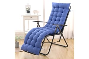 GGOTY Coussin de chaise longue de 8 cm d'épaisseur pour chaise longue de jardin, intérieur ou extérieur - Coussins pour meubles inclinables (165 x 50 cm, bleu)