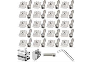 FENGJINGJIACHENG 40 Pcs/ 20 Sets Roll-in Spring T Nuts, Metal Profile T Slot Nuts and Bolts for 3030 Aluminum Profile (30 Series,M6)