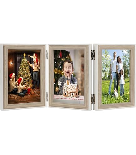 Mini Cadre Photo Rotatif - Pour Photos 3 Pouces (12-24 Photos) - Cadre Réversible Blanc - Décoration Bureau Ou Chambre - 5
