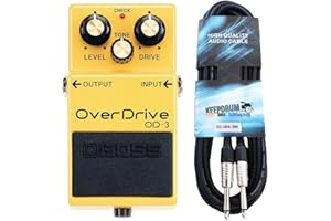 Boss OD-3 Overdrive - Pedal y cable para guitarra Keepdrum (3 m)